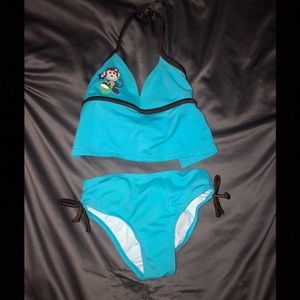 Blue Girls Two Piece Bathing Suit